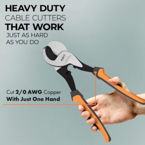 AMERICAN MUTT TOOLS 10 Inch Cable Cutters Heavy Duty Shears | Heavy Duty Wire Cutters for Copper and Audio Wire | Battery Cable Cutter Tool, Cable Cutters Electrical | Big Wire Cutters Heavy Duty