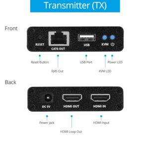 gofanco USB KVM and HDMI Over CAT6 / CAT7 Extender – 230ft Extension, 1080p HDMI Video, 2X USB Keyboard/Mouse, Near Zero Latency, HDMI Loopout, Lightning/Surge/ESD Protection (KVMHDExt70)