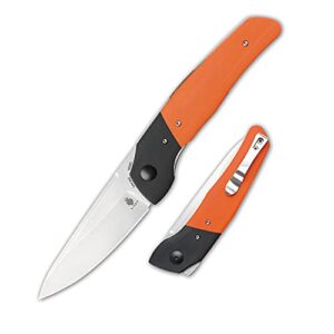 kizer in-yan everyday carry pocket knife, 3.8 inch n690 steel drop point blade, black&orange g10 handle with pocket clip, v4573n2