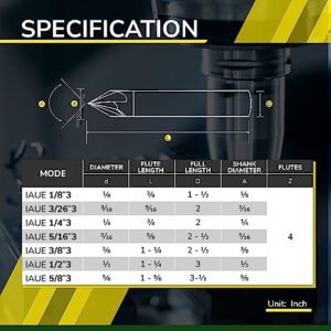 SPEED TIGER Chamfer End Mill - CNC Carving Bits, V Groove, 60 Degree, ICSM1/4"Shank 2"OVL (1 Piece, 1/4" 60°) - for Wood, Alloy Steels, Hardened Steels – Mill Bits Sets for DIYers & Professionals