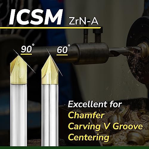 SPEED TIGER Chamfer End Mill - CNC Carving Bits, V Groove, 60 Degree, ICSM1/4"Shank 2"OVL (1 Piece, 1/4" 60°) - for Wood, Alloy Steels, Hardened Steels – Mill Bits Sets for DIYers & Professionals