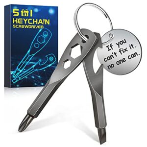 keychain screwdriver tool stocking stuffers gifts for men - portable key shaped pocket screw driver gadgets edc multi tool for outdoor repair - hex wrench phillips flathead bottle opener key ring