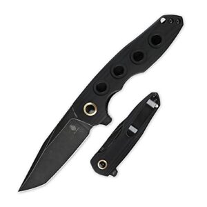 kizer z-28 hawaiian pocket knife with clip, black g10 handle folding knife with n690 blade for outdoor, camping, edc -v4568n1