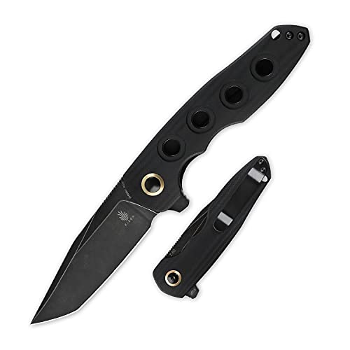 Kizer Z-28 Hawaiian Pocket Knife with Clip, Black G10 Handle Folding Knife with N690 Blade for Outdoor, Camping, EDC -V4568N1