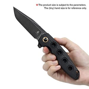 Kizer Z-28 Hawaiian Pocket Knife with Clip, Black G10 Handle Folding Knife with N690 Blade for Outdoor, Camping, EDC -V4568N1