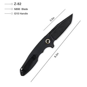 Kizer Z-28 Hawaiian Pocket Knife with Clip, Black G10 Handle Folding Knife with N690 Blade for Outdoor, Camping, EDC -V4568N1