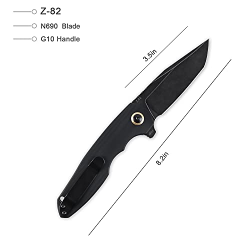 Kizer Z-28 Hawaiian Pocket Knife with Clip, Black G10 Handle Folding Knife with N690 Blade for Outdoor, Camping, EDC -V4568N1