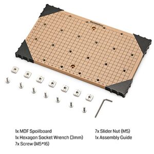 Genmitsu CNC MDF GRID Spoilboard for 3018 CNC Router Machine, Compatible with 3018-PRO/ 3018-PROVer/ 3018PROVer Mach3, 300 x 180 x 12mm (11-4/5''x 7''x 1/2''), M6 Holes (6mm), Screws and Nuts Included