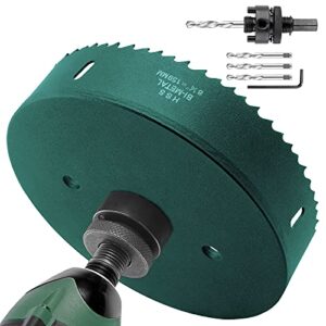 Rierdge 6-1/4 Inch Hole Saw with Heavy Duty Arbor, 159 mm Hole Saw HSS Bi-Metal Saw Drilling Tool, 6.25 Inch Hole Cutter for Cornhole Wood Plasterboard Plywood Plastic (Matte Green)