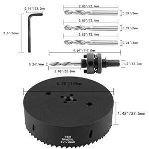 Rierdge 6-1/4 Inch Hole Saw with Heavy Duty Arbor, 159 mm Hole Saw HSS Bi-Metal Saw Drilling Tool, 6.25 Inch Hole Cutter for Cornhole Wood Plasterboard Plywood Plastic (Matte Green)