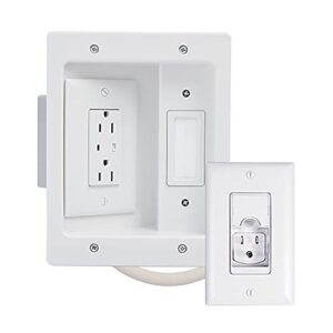 legrand - onq in wall tv power kit, tv outlet box supports 5.1 speaker system, tv outlet wall kit to hide cords, recessed tv outlet design saves space and works with all plugs, white, cps306wv1