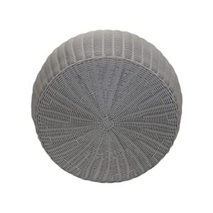 Household Essentials Gray Wicker Patio Ottoman Footstool