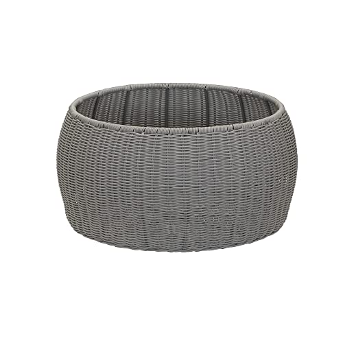 Household Essentials Gray Wicker Patio Ottoman Footstool