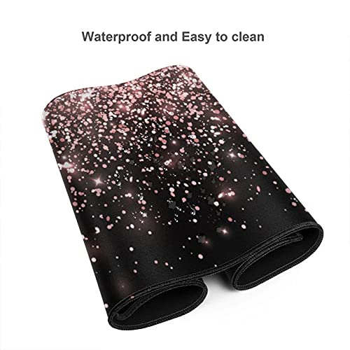 Rose Gold Glitter Black Gaming Mouse Pad Large XL Long Extended Pads Big Mousepad Keyboard Mouse Mat Desk Pad Home Office Decor Accessories for Computer Pc Laptop