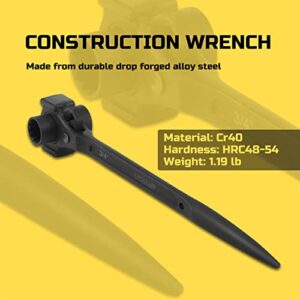 Lichamp Ratchet Spud Wrench with Hammer Head, 3/4" x 7/8" Socket Drive Dual Head Ratchet Long Handle Spud Bar Wrench for Construction Works