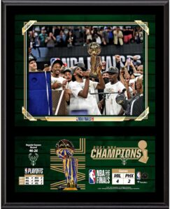 milwaukee bucks 12" x 15" 2021 nba finals champions team sublimated plaque - nba team plaques and collages