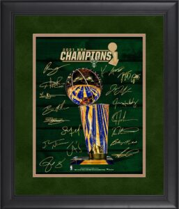 milwaukee bucks framed 11" x 14" 2021 nba finals champions collage with facsimile signatures - nba team plaques and collages