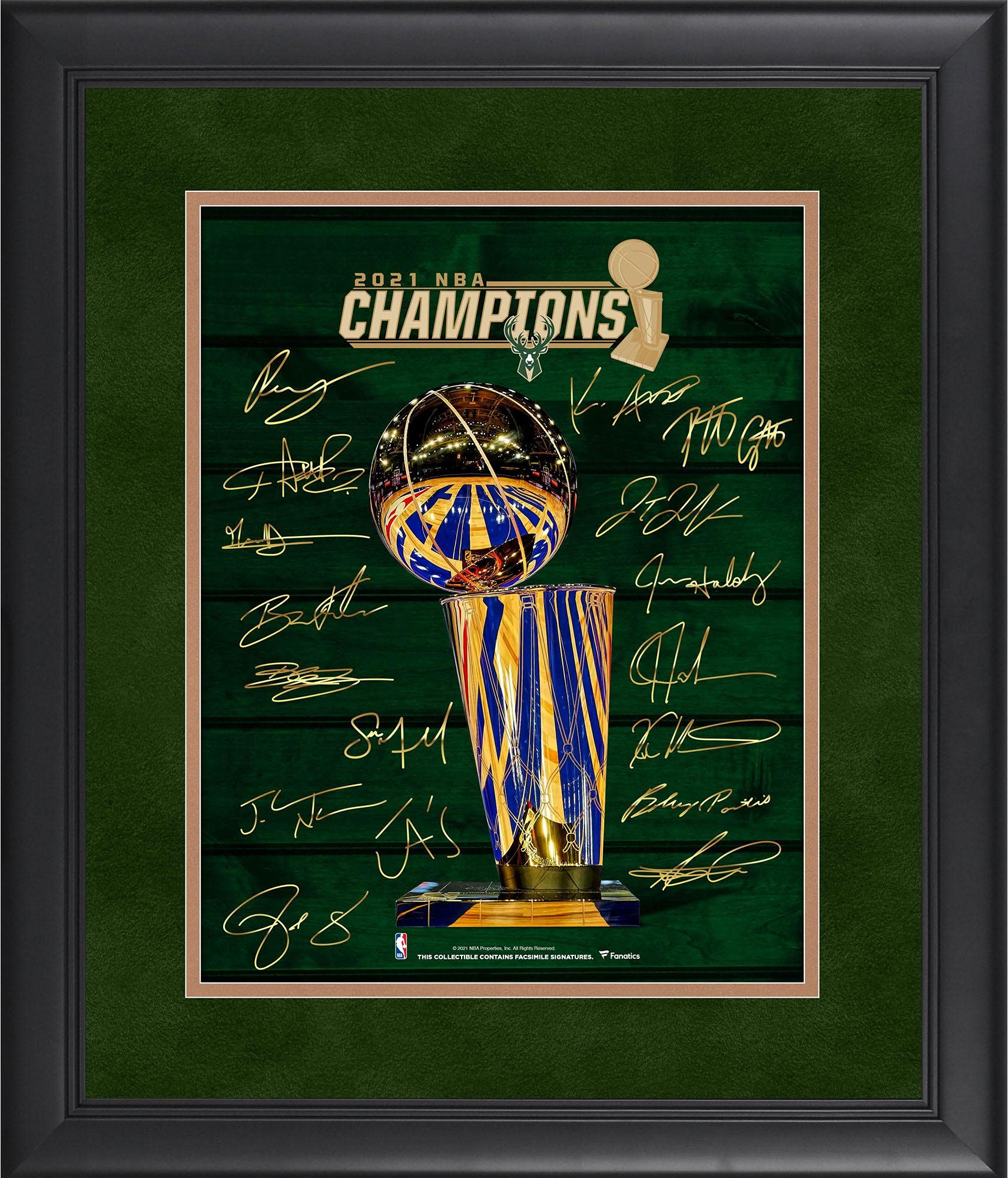 Milwaukee Bucks Framed 11" x 14" 2021 NBA Finals Champions Collage with Facsimile Signatures - NBA Team Plaques and Collages