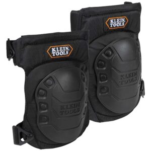 klein tools 60344 knee pads, hinged gel knee pads with slip resistant rubber caps, quick-release clips and adjustable straps, black