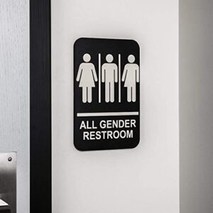 Kraken Bath Co. - ADA All Gender Restroom Sign with Braille and Adhesive - 9" x 6" - Self Adhesive Included - Easy To Hang Sign For Gender Neutral Restrooms