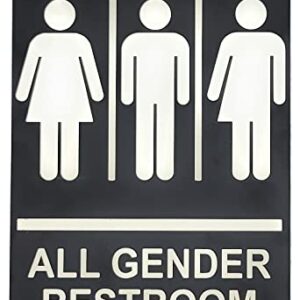 Kraken Bath Co. - ADA All Gender Restroom Sign with Braille and Adhesive - 9" x 6" - Self Adhesive Included - Easy To Hang Sign For Gender Neutral Restrooms