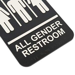 Kraken Bath Co. - ADA All Gender Restroom Sign with Braille and Adhesive - 9" x 6" - Self Adhesive Included - Easy To Hang Sign For Gender Neutral Restrooms