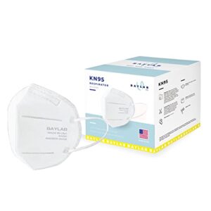 baylab usa kn95 respirator (gb2626-2019) - disposable 5-layer face mask, white, pack of 20