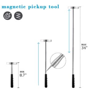 Rechabite Telescoping Magnetic Sweeper Pickup Tool, Screws Parts Finder with 35LB Pull Capacity, Retractable 8.6" to 33" with Strong Magnet, Pick up Nails, Screws, and Metal Parts