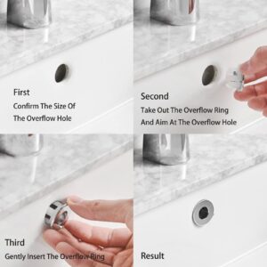 Nge Kitchen Bathroom Sink Basin Trim Overflow Cover Insert In Hole Oval Caps, Oval Tidy Insert Spares(6 Pcs,Silver), 2.16x.0.78x0.47