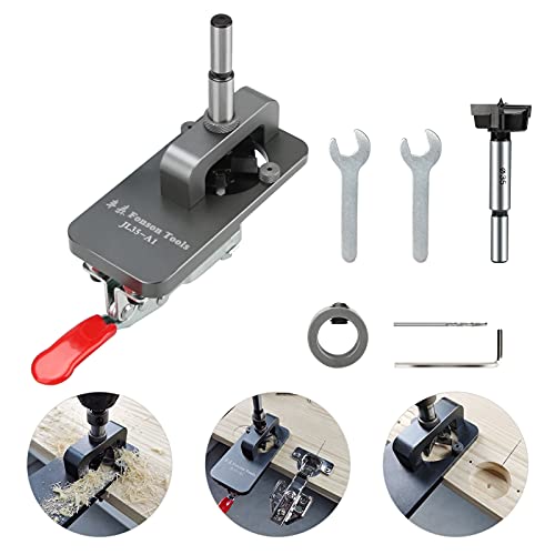 KKUYT 35mm Concealed Hinge Jig, Accurate Locking Hinge Drilling Jig Hole Guide Hole Puncher Locator Woodworking Tool for Door Cabinets Hinges Mounting