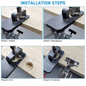 KKUYT 35mm Concealed Hinge Jig, Accurate Locking Hinge Drilling Jig Hole Guide Hole Puncher Locator Woodworking Tool for Door Cabinets Hinges Mounting