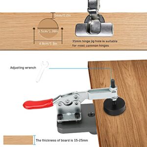 KKUYT 35mm Concealed Hinge Jig, Accurate Locking Hinge Drilling Jig Hole Guide Hole Puncher Locator Woodworking Tool for Door Cabinets Hinges Mounting