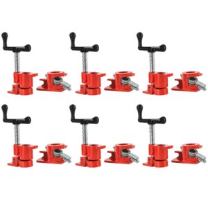 flkqc wood gluing pipe clamp set, heavy duty cast iron quick release pipe clamps for woodworking, pipe clamps quick release for woodworking, carpentry, home improvement, and diy projects (6, 3/4")
