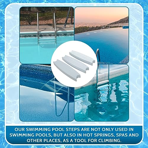 ECOTRIC Universal 18" Swimming Pool Ladder Steps Molded Plastic Rung Step Pedal Accessory Ladder Tread 87901 (3Pcs)