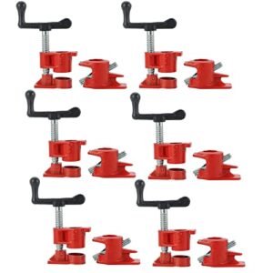 atpeam wood gluing pipe clamp set | 6 pack wood clamps heavy duty cast iron parallel clamps quick release pipe clamps for woodworking (6, 1/2")