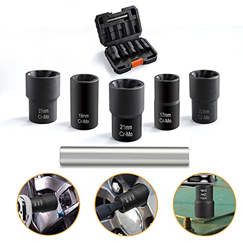 Lug Nut Remover 6 Pieces Twist Socket Set Extractor Tool Metric Bolt and Lug Nut Extractor Socket Tools