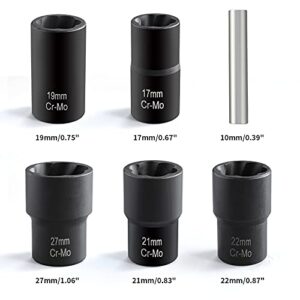 Lug Nut Remover 6 Pieces Twist Socket Set Extractor Tool Metric Bolt and Lug Nut Extractor Socket Tools