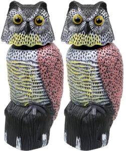 galashield owl decoy to scare birds away scarecrow fake owl with rotating head (2 pack)