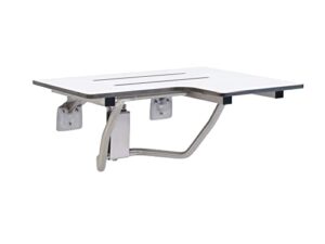 folding shower seat - wall mount bench for inside shower / ada bathroom safety assist / 304 stainless steel / phenolic resin / left / 28" x 21"