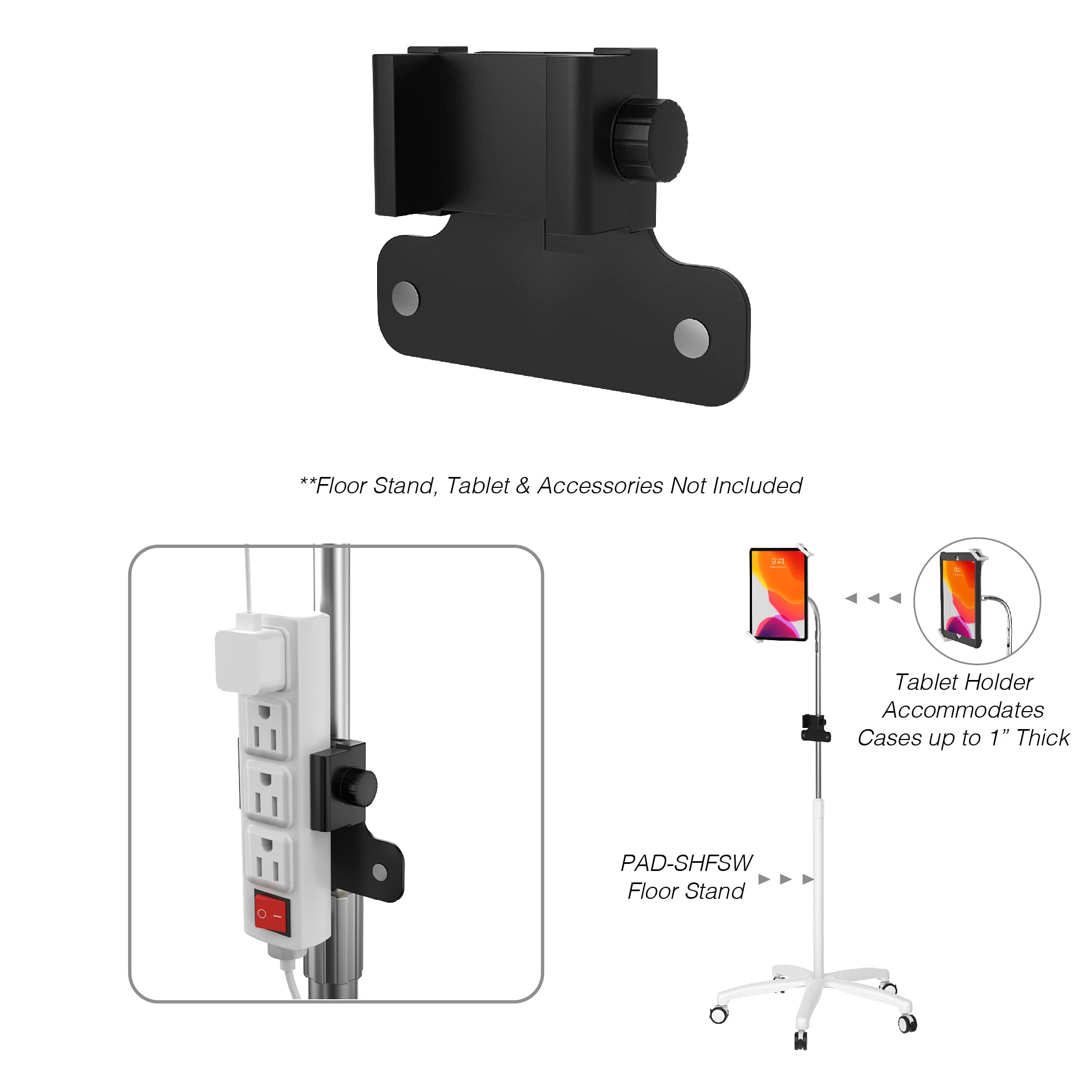 CTA Digital ADD-BPCLAMP Add-on Power Strip Clamp for CTA Digital Mobile Floor Stands