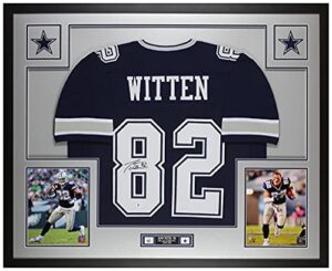 jason witten autographed blue dallas jersey - beautifully matted and framed - hand signed by witten and certified authentic by beckett - includes certificate of authenticity