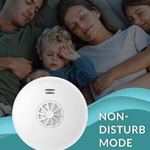 Ecoey Fire Alarms Smoke Detectors, 10-Year Smoke and Heat Detector with Built-in Battery for Home Bedroom and Kitchen, Smoke Detector and Heat Alarm with Easy Install and Test Button, FJ192,1 Pack