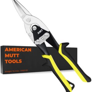 AMERICAN MUTT TOOLS 10 Inch Straight Cut Tin Snips Heavy Duty – CrMo Sheet Metal Cutter – Aviation Snips for Sheet Metal – Sheet Metal Snips, Sheet Metal Shears Tin Snips for Cutting Metal Sheet