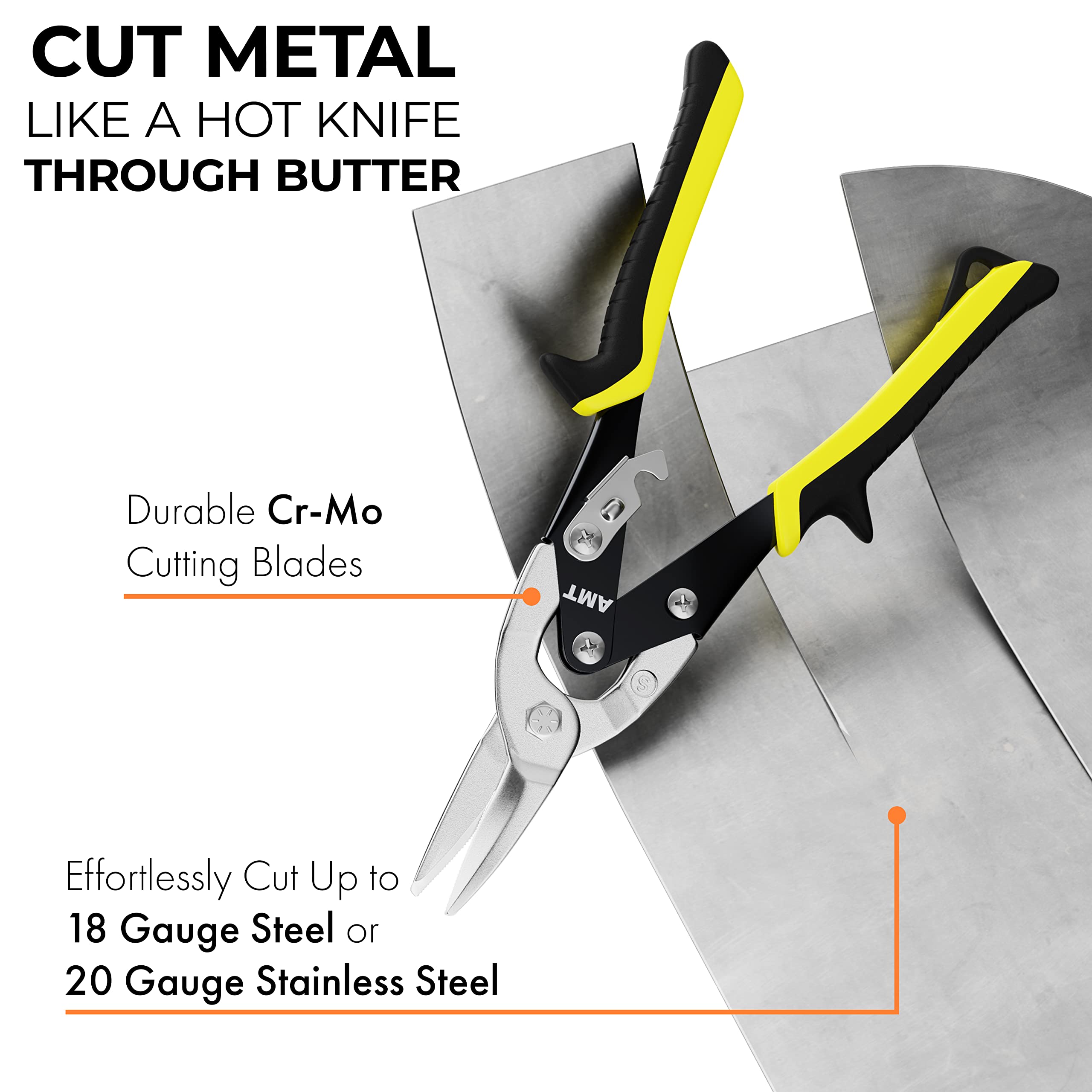 AMERICAN MUTT TOOLS 10 Inch Straight Cut Tin Snips Heavy Duty – CrMo Sheet Metal Cutter – Aviation Snips for Sheet Metal – Sheet Metal Snips, Sheet Metal Shears Tin Snips for Cutting Metal Sheet