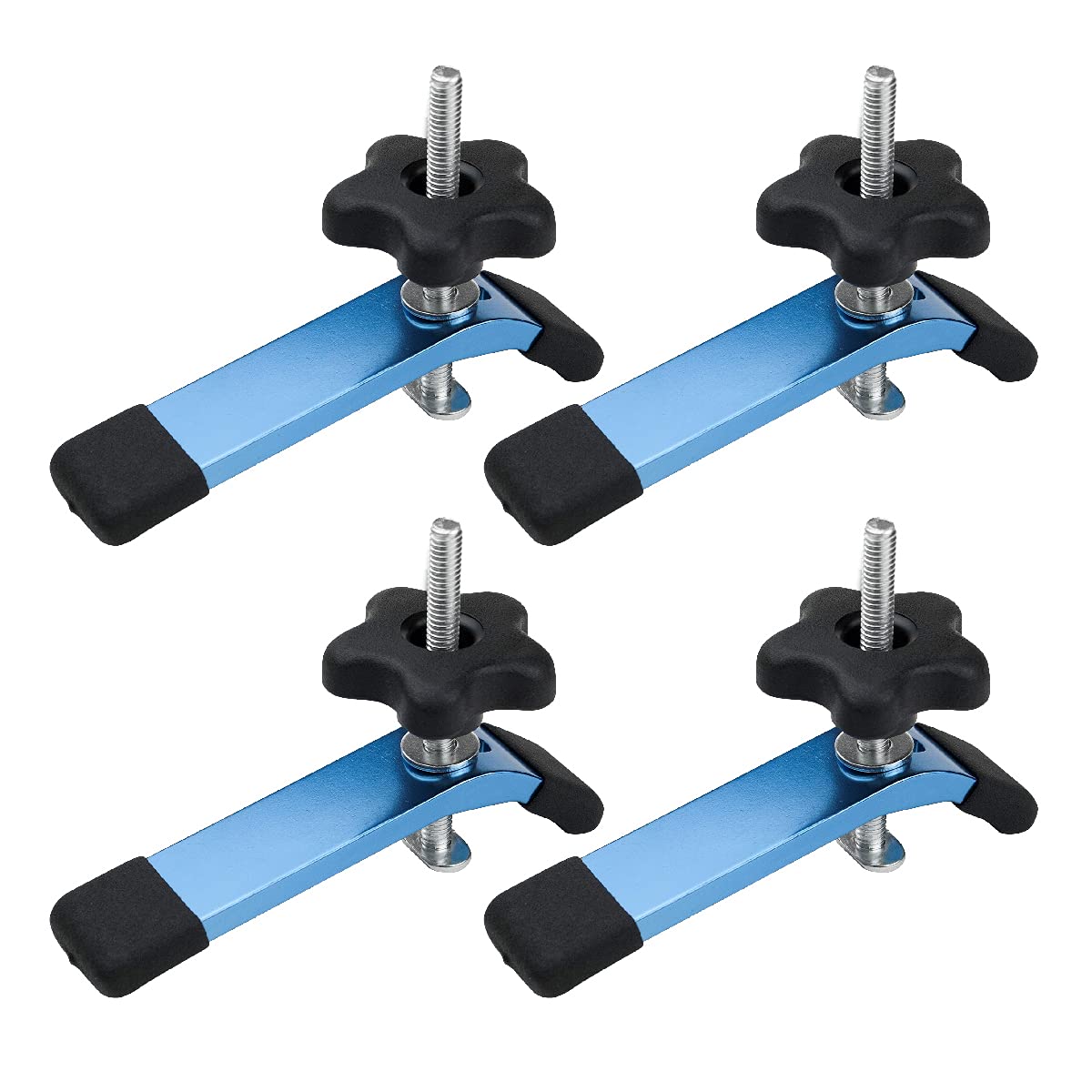 POWERTEC 71168-P2 T-Track Hold Down Clamp, 5-1/2” L x 1-1/8” W, 4 Pack, T Track Clamps for Woodworking