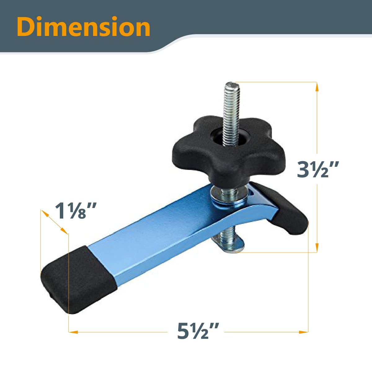 POWERTEC 71168-P2 T-Track Hold Down Clamp, 5-1/2” L x 1-1/8” W, 4 Pack, T Track Clamps for Woodworking