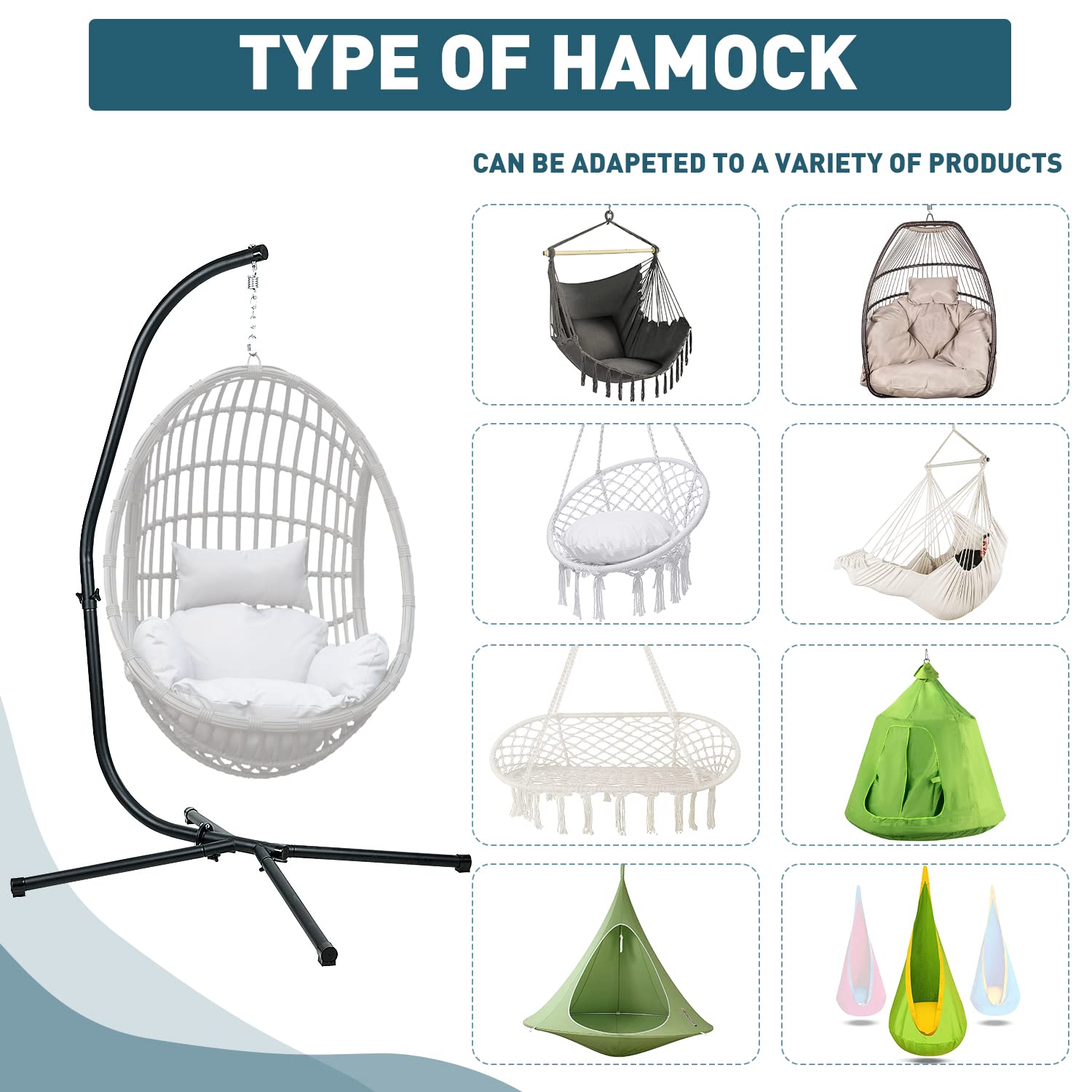 BPS Hammock Steel Stand Only C-Stand for Hanging Hammock Chairs - 300 Pound Capacity