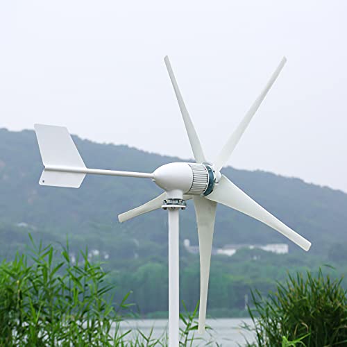 NINILADY 1500w Wind Turbine 12v 24v 48v 3 Phase AC Wind Generator with Hybrid MPPT Controller 5 Blades Windmill (12V with Hybrid Controller)