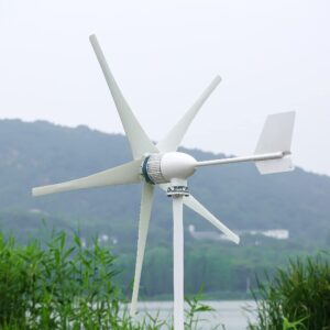 NINILADY 1500w Wind Turbine 12v 24v 48v 3 Phase AC Wind Generator with Hybrid MPPT Controller 5 Blades Windmill (12V with Hybrid Controller)