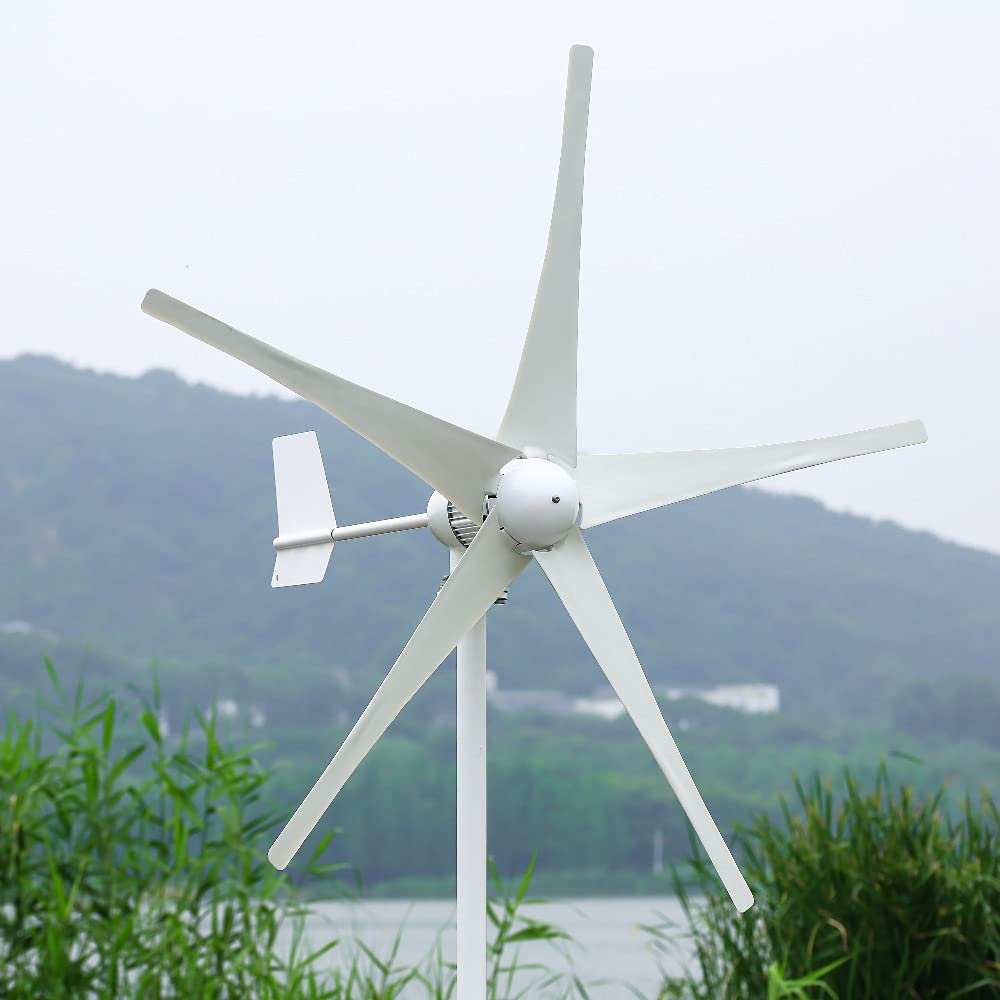 NINILADY 1500w Wind Turbine 12v 24v 48v 3 Phase AC Wind Generator with Hybrid MPPT Controller 5 Blades Windmill (12V with Hybrid Controller)